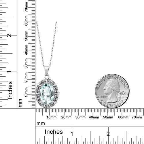 Vista 19 de Gem Stone King Collar con halo de dos filas de 5 a 10 quilates con piedra natal ovalada de 0.55 x 0.39 pulgadas en plata de ley 925 Collar