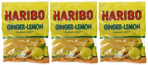 Vista 4 de Haribo Caramelo de goma de jengibre y limón 4 onzas cada uno (paquete de 3)