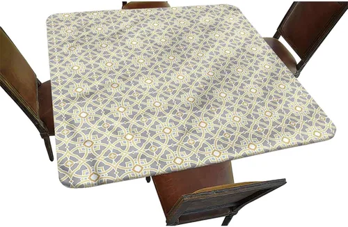 Vista 10 de Mantel cuadrado decorativo a cuadros con bordes elásticos, líneas diagonales y cuadrados de poliéster, para interiores y exteriores, para decoración