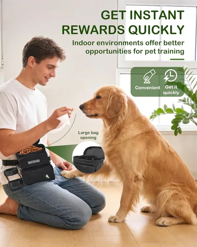 Vista 5 de Bolsa de entrenamiento para perros con cinturón y correa para el hombro, ajustable de 3 vías, impermeable, para caminar, con múltiples bolsillos