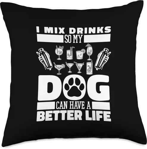 Vista 5 de Bartender Gifts & Accessories Almohada para perro Barman Mixologist-Cocktologist Barman, 16 x 16 pulgadas, multicolor