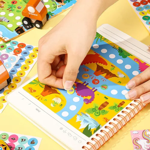 Vista 4 de 100 calcomanías gráficas con 2160 mini calcomanías de incentivos para el aula Behavior Reward Chart for Kid, Unicorn Pirate Dinosaur Spring 4