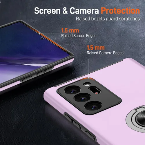 Vista 181 de Gritup - Funda para Galaxy A05S con protector de pantalla HD×2, funda protectora para teléfono a prueba de golpes con soporte magnético de anillo