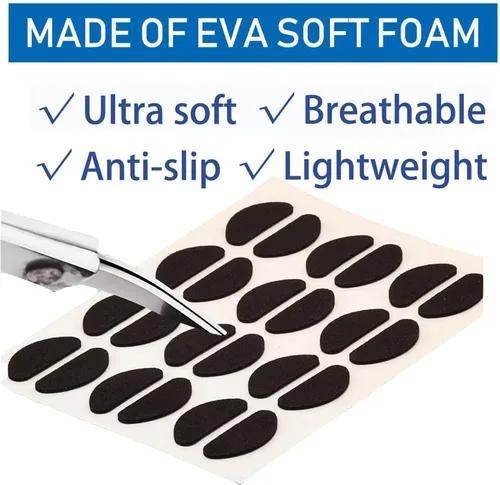 Vista 2 de OPUGIT Almohadillas de espuma suave para la nariz, autoadhesivas, antideslizantes, para lentes, lentes de sol, gafas, 16 pares, 0.059 pulgadas