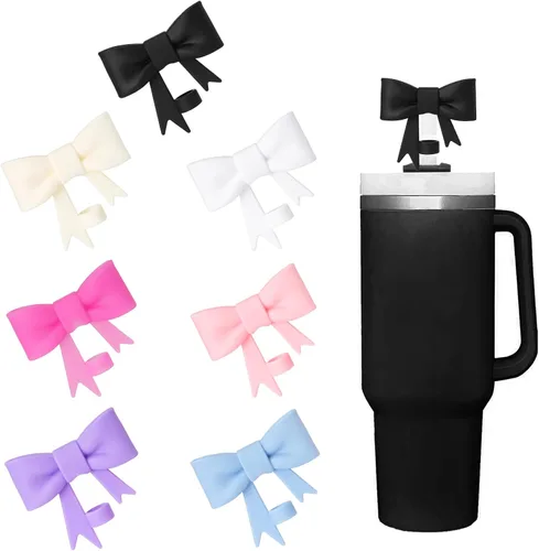 Vista 13 de Juego de 4 fundas de popote con diseño de estrella compatibles con vasos Stanley de 30 y 40 onzas, reutilizables, bonitas puntas de popote