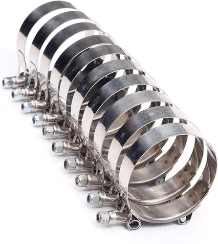 Vista 10 de 2 piezas de abrazaderas de acero inoxidable con perno en T de 1 pulgada (32 mm - 37 mm) para entrada turbo de intercooler