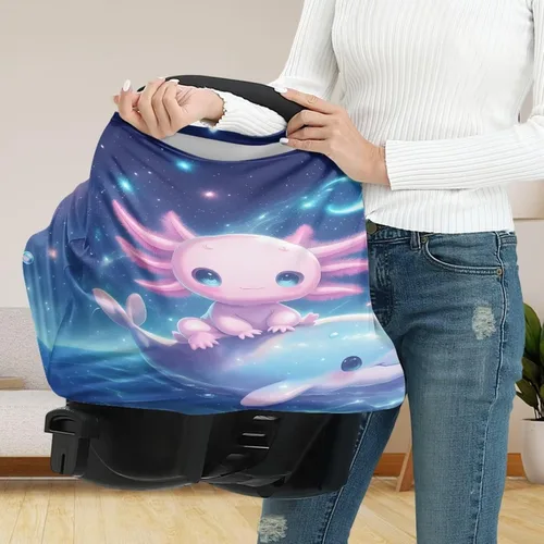 Vista 5 de Binienty Axolotl - Toldo para asiento de automóvil para mujer, diseño de delfín, con estampado de animales, para lactancia, estirable