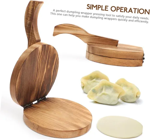 Vista 4 de COLLBATH Dumpling Skin Artefact Dumpling Press Tortilla de madera Prensa de masa de pizza Prensa de pastelería Suministros de cocina