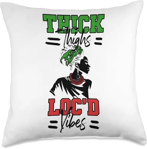 Vista 4 de Locs Afro Dreadlocks Love Natural Beauty Hair Locd Thick Thighs Loc'd Vibes Afro Hair - Almohada africana americana, 16 x 16 pulgadas, multicolor