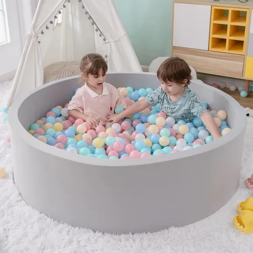 Vista 13 de SHJADE Piscina de pelotas de espuma para niños pequeños, 35.4"x 11.8" Piscina de pelotas para niños, Piscina de pelotas redonda suave para bebés