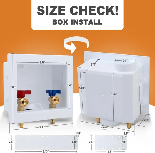 Vista 4 de SUNGATOR Pex - Caja de salida para lavadora con drenaje central, caja de válvula para lavadora de lavandería, entrada de crimpado Pex de 1/2 pulgada