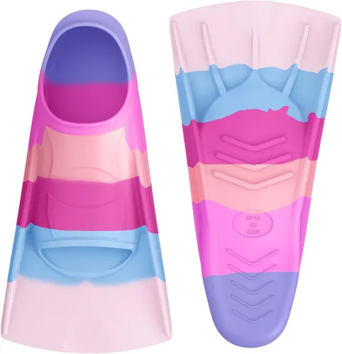 Vista 12 de Gintenco Aletas de Natación, Aletas de Natación para Niños para Natación de Vueltas, Aletas de Tamaño de Viaje con Bolsa de Malla, Aletas