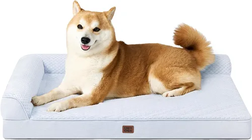 Vista 41 de EHEYCIGA - Cama ortopédica para perros de tamaño mediano, cama de espuma viscoelástica para perros, color beige Small Dog Sofa with Washable