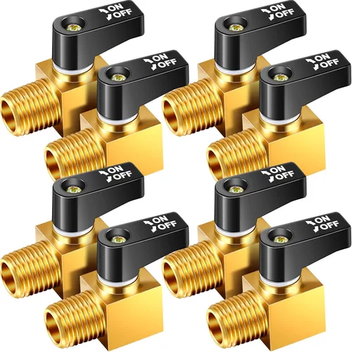 Vista 11 de Válvula de compresor de aire Tondiamo, válvula de drenaje de tanque de aire de bola de metal mini tipo de latón, 1/4 pulgada NPT macho x NPT hembra