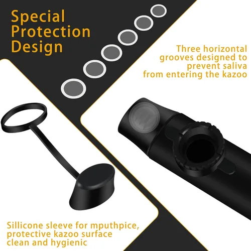 Vista 4 de RANMING Instrumento musical profesional Kazoo para adultos y amantes de la música, con 6 cañas adicionales para fiestas de cumpleaños, actuaciones