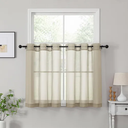 Vista 45 de OWENIE Cenefa transparente con ojales negros para ventanas, 2 paneles de 52