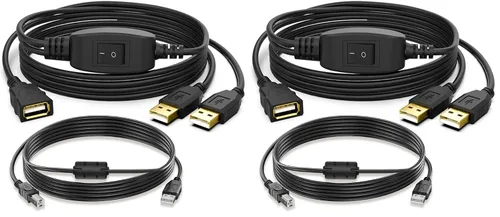 Vista 10 de Divisor de cable de impresora de 5 pies+5 pies para 2 computadoras USB