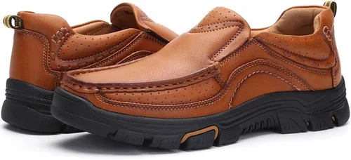 Vista 5 de Mocasines casuales para hombre, zapatos de cuero para caminar