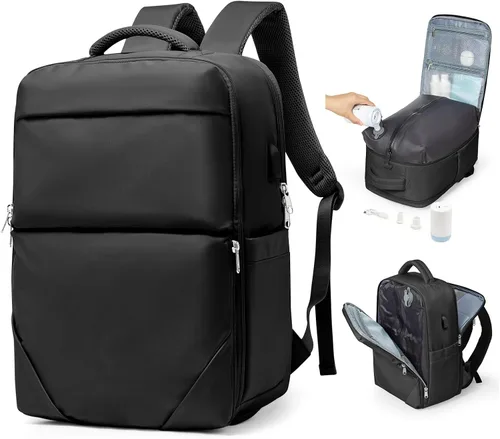 Vista 24 de Mochila de viaje grande al vacío con bomba,Mochilas para laptop para mujeres y hombres,Mochila de transporte,Bolsa de viaje para artículos Beige