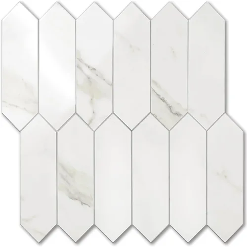 Vista 15 de Vamos Tile 1 hoja de azulejos brillantes con veta de mármol de madera para protector contra salpicaduras, despegar y pegar, azulejos de pared