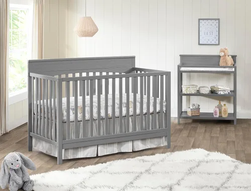 Vista 2 de Oxford Baby Harper - Cuna convertible 4 en 1, gris paloma, certificado GreenGuard Gold