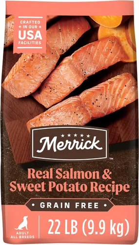 Vista 12 de Merrick Alimento seco para perros adultos sin cereales de primera calidad, saludable y natural, croquetas con salmón real y batata, bolsa de 4.0