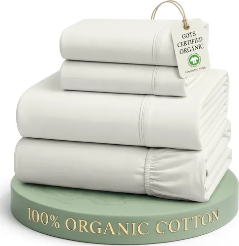 Vista 11 de LANE LINEN - Juego de 2 sábanas de fibras largas 100 % algodón orgánico, percal de fibras largas, ultrasuave y transpirable, para colchones de hasta