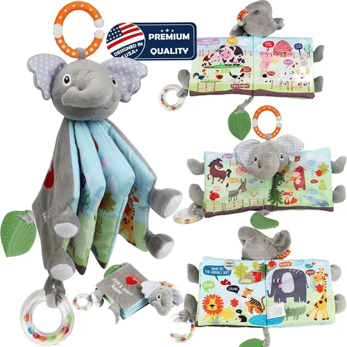Vista 6 de Libro arrugado de peces y elefante juguete para bebés bebés niños pequeños