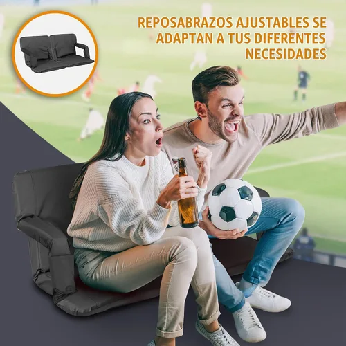 Vista 4 de Nova Microdermabrasion Asiento de estadio de 20.5 pulgadas / 25 pulgadas de ancho para gradas con soporte de espalda, cojín acolchado portátil Negro