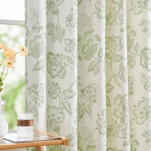 Vista 14 de Jinchan Cortinas de aspecto yute de 63 pulgadas de largo, cortinas texturizadas para sala de estar, cortinas filtradoras de luz de estilo rústico