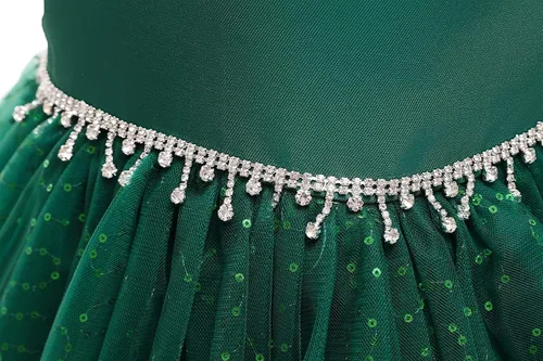 Vista 5 de Weileenice Vestido de lentejuelas vintage para niña de flores, vestido de novia formal de tul brillante con diamantes de imitación