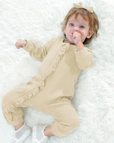 Vista 3 de Mikrdoo Newborn Girl Clothes Baby Girls' Clothing Fall Winter Outfits Long Sleeve Romper Jumpsuit 0 3 6 12 Months