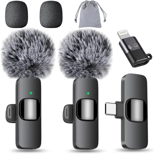Vista 10 de MAYBESTA Micrófono Lavalier inalámbrico para iPhone, iPad, Android, micrófono de teléfono con solapa Bluetooth para grabación de video, mini