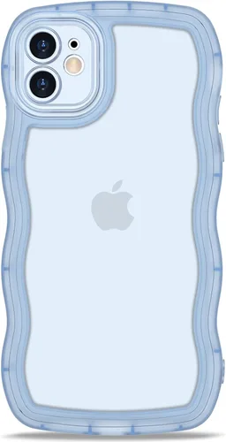 Vista 48 de Anuck Funda para iPhone 13 Pro con borde ondulado, diseño trasero transparente, agarre antideslizante, forma de marco rizado ondulado, a prueba