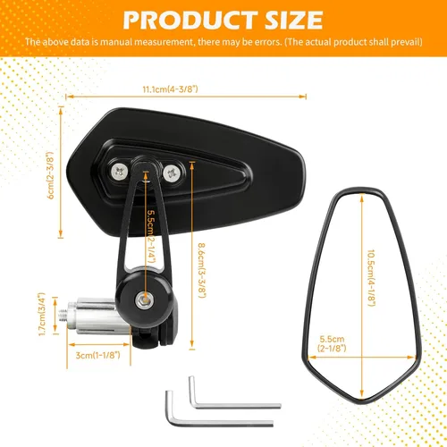 Vista 4 de Espejos retrovisores negros de aluminio CNC para extremos de manillar de motocicleta Compatible con GROM MSX125 CB500F Kawasaki Z125 pro Z650 Z750