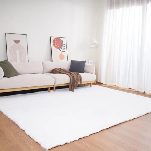 Vista 12 de Ghouse Alfombra ultrasuave de pelo sintético de conejo 2x3, alfombras lavables a máquina para dormitorio, alfombras esponjosas para sala de estar