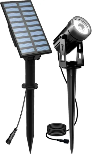 Vista 13 de T-SUN Focos solares al aire libre impermeables, luces de paisaje solares 2 en 1 LED para jardín, focos solares para árbol, jardín, estanque, piscina