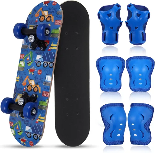 Vista 17 de Honoson Juego de 7 piezas de rodilleras, coderas y muñequeras para patinetas para principiantes y niños pequeños