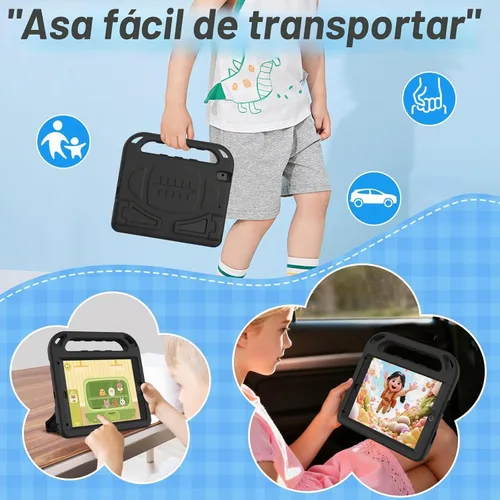 Vista 4 de BMOUO Funda para niños para iPad 9.7 2018/2017/iPad Air 2/1/Pro 9.7 - Protector de pantalla integrado con mango a prueba de golpes, funda