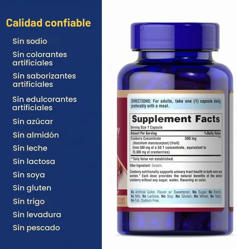 Vista 6 de Puritan's Pride Concentrado de fruta de arándano de origen natural 500mg