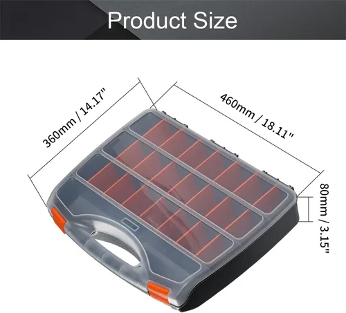 Vista 2 de Utoolmart Caja de herramientas, organizador de herramientas, caja de plástico con bandeja y organizadores, incluye cajas de piezas extraíbles