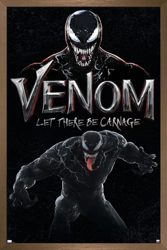 Vista 15 de Trends International Marvel Venom: Let There be Carnage - Póster de pared de ataque, 22.4 pulgadas de largo x 14.7 W, versión enmarcada de madera