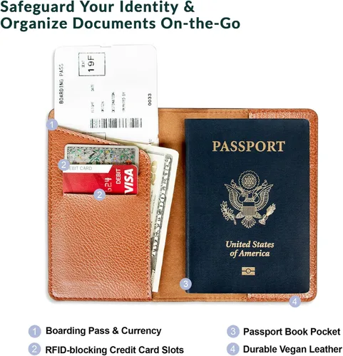 Vista 3 de Wanderlust - Soporte para pasaporte de cuero para mujer