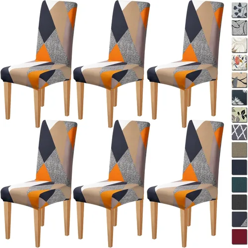 Vista 40 de Dioxide Fundas de Silla de Alto Estirar para Sillas de Comedor, Juego de Fundas de Silla de Comedor Lavables de 4, Fundas de Asiento de Silla