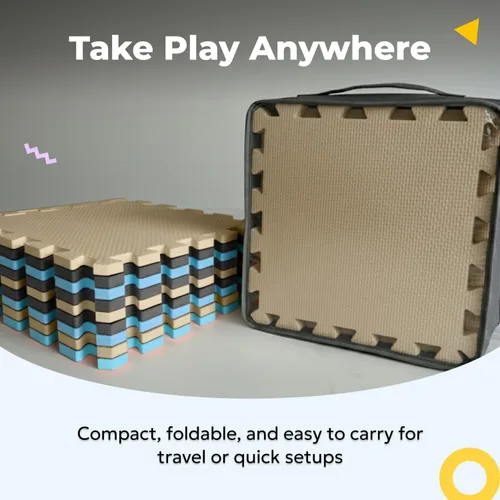Vista 3 de MioTetto Alfombra de Juego para Bebés, Cómoda Alfombra para Tiempo de Barriga – Azulejos de Espuma Portátiles para Piso, Alfombra de bebé segura