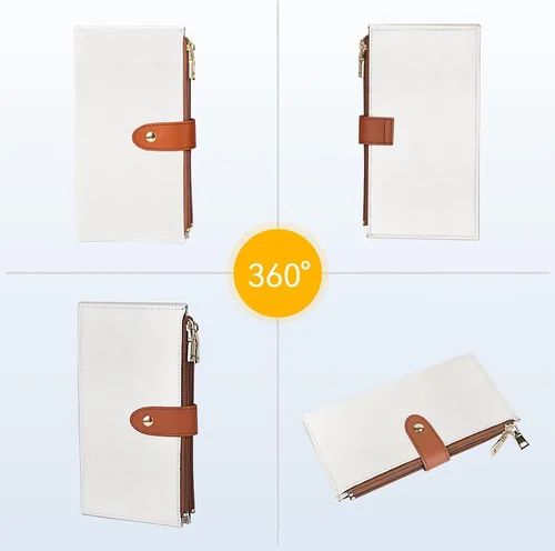Vista 8 de Travelambo Billeteras de cuero para mujer, delgada, con bloqueo RFID, billetera plegable para tarjetas de crédito, Marrón beige