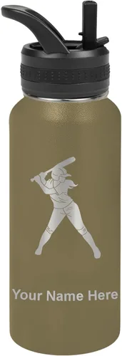 Vista 71 de LaserGram Botella de agua personalizada de 32 onzas, jugador de softbol Regalo grabado para jugadores de sóftbol, acero inoxidable aislado al vacío