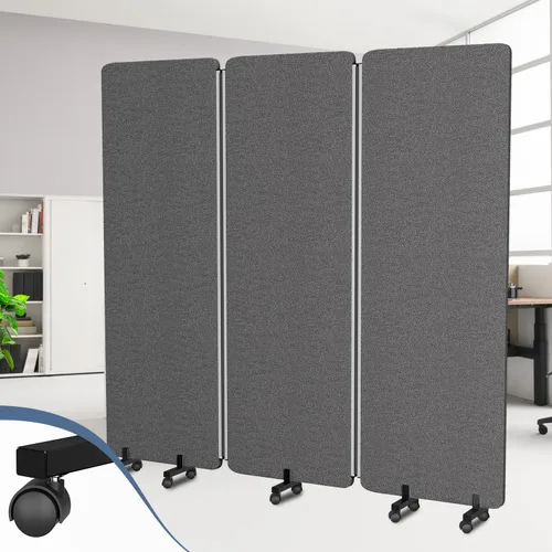 Vista 19 de Divisor de ambientes insonorizado, panel de privacidad con ruedas, divisor de pared de 4 paneles (marco de aluminio) para división de habitaciones