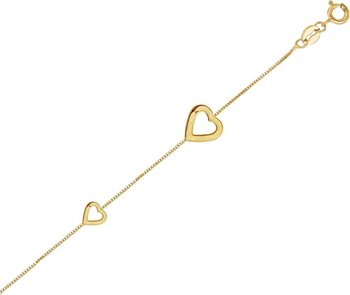 Vista 2 de Ritastephens Tobillera de plata de ley u oro de 14 quilates con corazones abiertos, ajustable, de 10 pulgadas, Oro amarillo