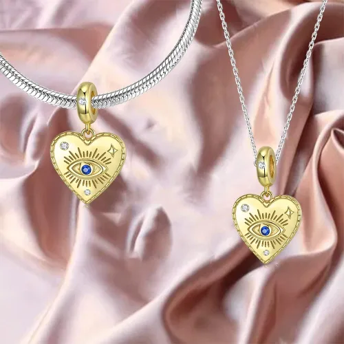 Vista 2 de AIEGNOS Dijes de Hamsa de mal de ojo para pulsera, collar de plata de ley 925, cuentas de mal de ojo de Fátima para manos de serpiente europea